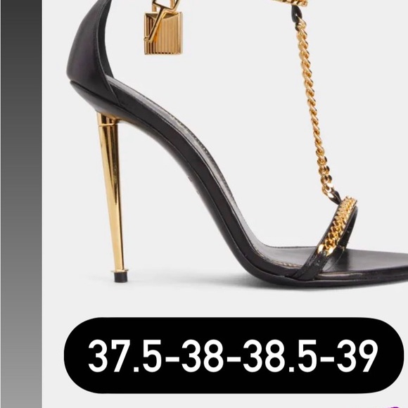 Tom ford lock sandals with chain black nwb multiple sizes 37.5-38-38.5 FIRM - Picture 3 of 7